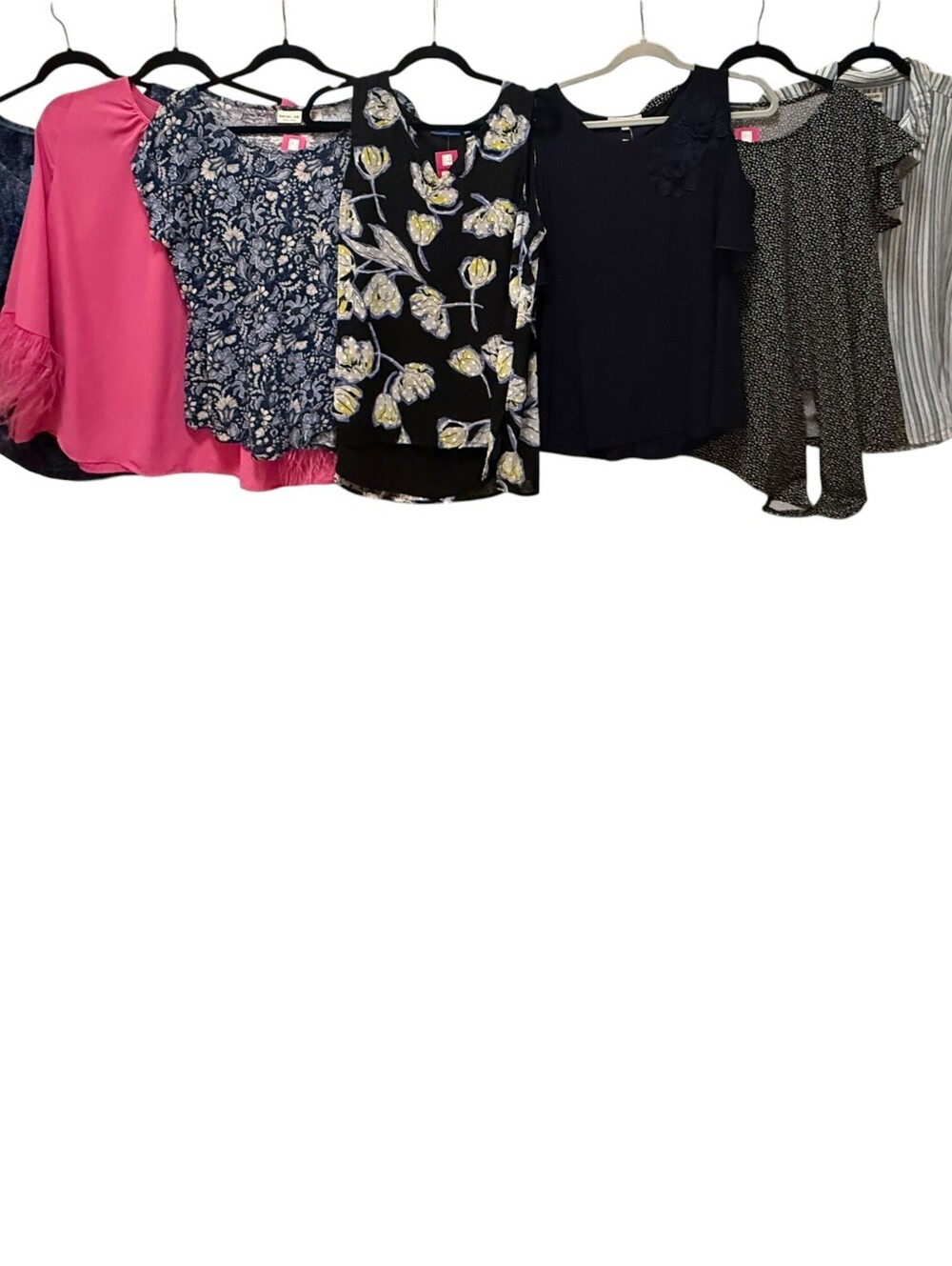 7pc Lot Women's Large Tops Shirts Tanks Y2K Cut Out Feather Summer Work Casual